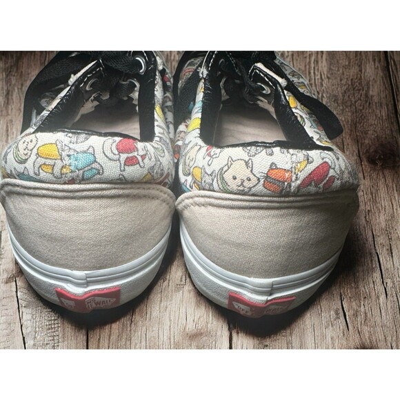 Vans low top white canvas sneakers kitties puppies cats dogs lace-up M8 W9.5 - Picture 8 of 8
